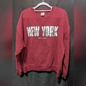 New York Burgundy Crewneck Sweatshirt Size XL Good Condition